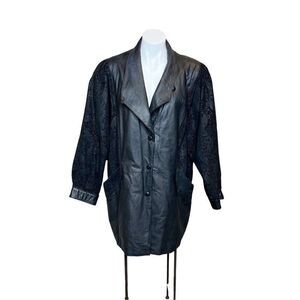Wilson’s Leather vintage 80’s black leather thigh length jacket size L